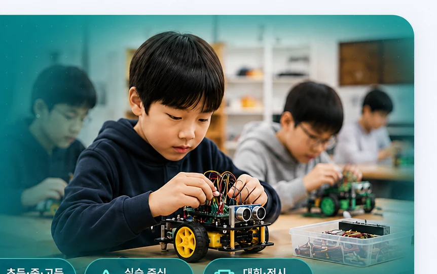 로봇과 아두이노를 제작하는 학생